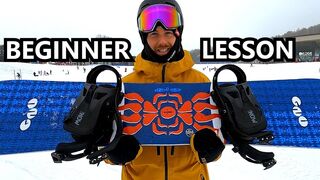 Beginner Snowboard Lesson  - Front Foot, Strap On & Skate