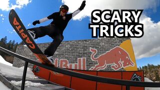 Attempting Scary Snowboard Tricks in the Bear Park