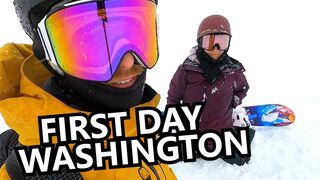 Our First Day Snowboarding in Washington