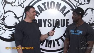 IFBB Men's Physique Competitor George Brown wIth Frank Sepe at the NPC Photo Gym