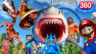 360 Roller Coaster VR with Siren Head, Megalodon, Sonic, Minecraft, Mario, Fortnite