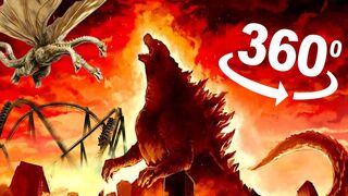 VR 360 Video | Godzilla vs KONG vs Mechagodzilla vs Ghidorah - Roller Coaster Ride 4K