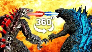 [360 Video] Mechagodzilla vs Godzilla vs Kong but it's a Roller Coaster VR Ride