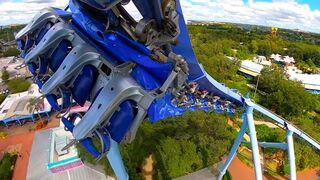 Riding Manta Roller Coaster! AWESOME Back Seat View! SeaWorld Orlando!