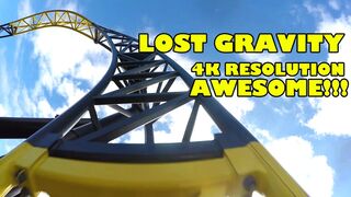 Lost Gravity Roller Coaster AWESOME 4K Ultra HD Front Seat POV Walibi Holland