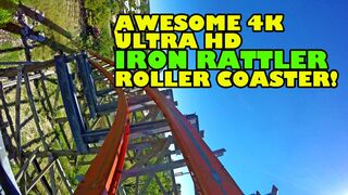 AWESOME 4K Ultra HD Roller Coaster Iron Rattler Front Seat POV Six Flags Fiesta Texas