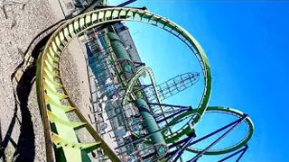 Green Lantern Stand Up-Roller Coaster Front Seat 4K POV Six Flags Great Adventure