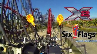 X2 Roller Coaster POV Six Flags Magic Mountain