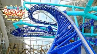 Sandy's Blasting Bronco Roller Coaster Multi Angle 4K POV Nickelodeon Universe American Dream