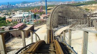 Magnus Colossus Roller Coaster! Multi Angle POV! Terra Mitica Theme Park Benidorm Spain