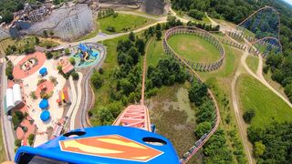 Superman Roller Coaster Front Seat POV 4K Six Flags America