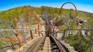 Worlds Only Thanksgiving Roller Coaster! The Voyage at Holiday World   Multi Angle POV