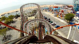 Triple Ride on Coney Island Cyclone Roller Coaster!