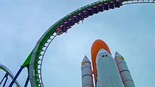 Space Shuttle Roller Coaster - Venus GP - Space World - Front Seat POV - Japan
