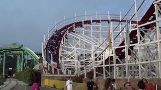 Giant Dipper Wooden Roller Coaster Offride POV Santa Cruz Beach Boardwalk