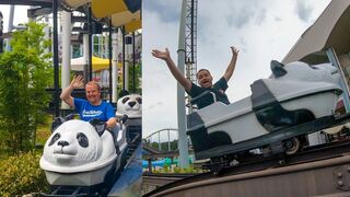 Riding the Weird Panda Roller Coaster at Adventure World in Japan