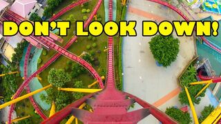 Straight Down Vertical Drop Roller Coaster Front Seat View Chimelong Paradise China POV