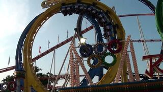 Olympia Looping Roller Coaster Front Seat POV German Traveling Fair